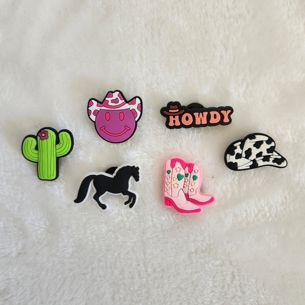 Crocs Jibbitz Clog Western Cowgirl Boots Horse Cactus Shoe Charms Set Of 6